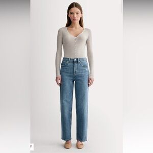 Everlane The Way High Women’s Jeans Distressed Raw Hem Straight Leg Organic 🌿